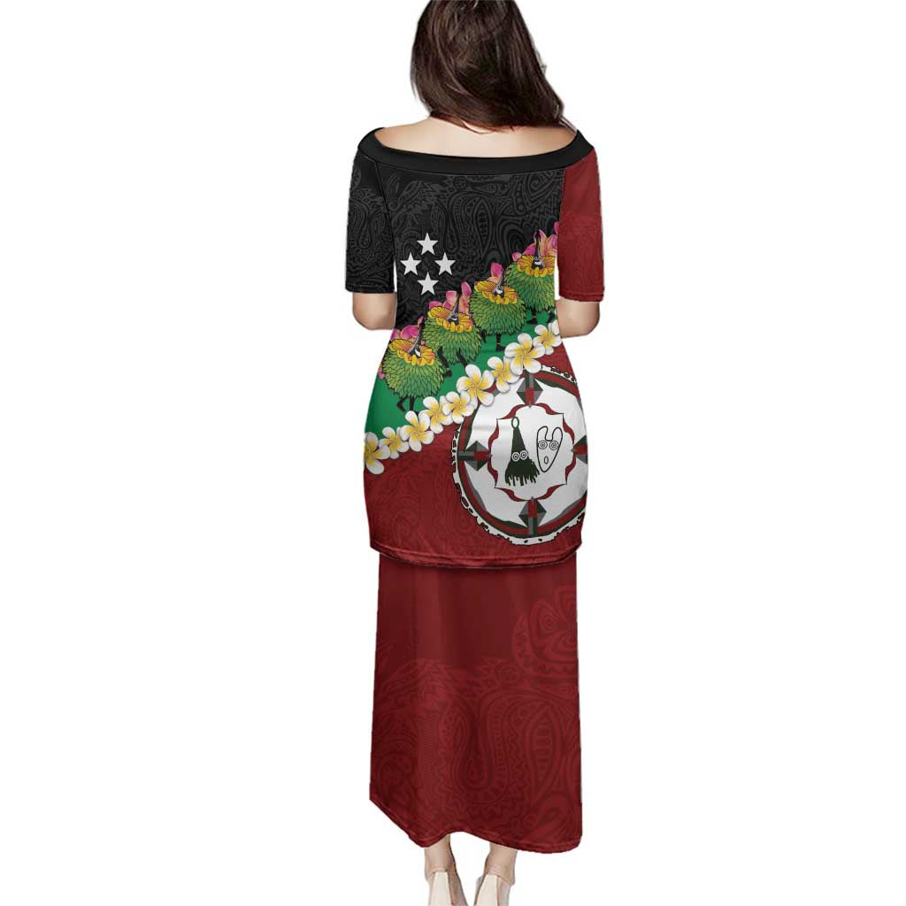 Frangipani Festival Rabaul East New Britain Family Matching Puletasi and Hawaiian Shirt Dukduk Dance With Plumeria - Polynesian Pride