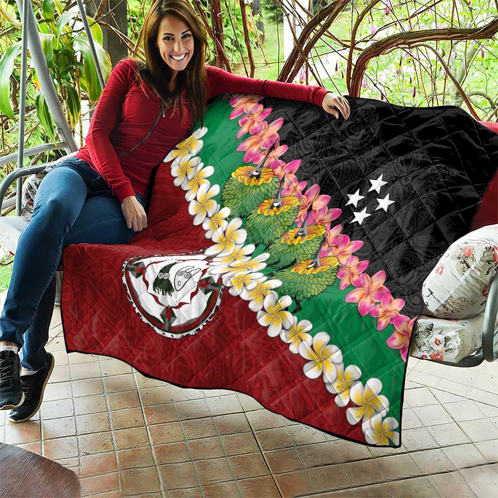 Frangipani Festival Rabaul East New Britain Quilt Dukduk Dance With Plumeria - Polynesian Pride