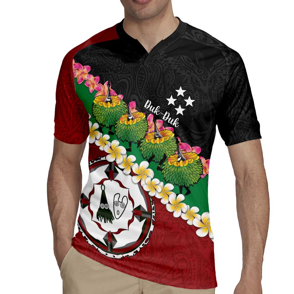 Frangipani Festival Rabaul East New Britain Rugby Jersey Dukduk Dance With Plumeria - Polynesian Pride