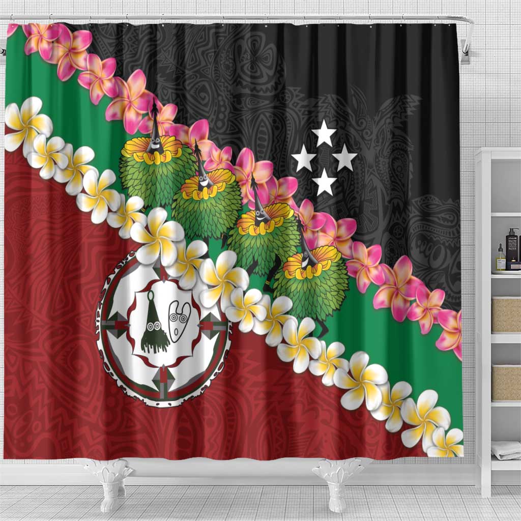 Frangipani Festival Rabaul East New Britain Shower Curtain Dukduk Dance With Plumeria - Polynesian Pride