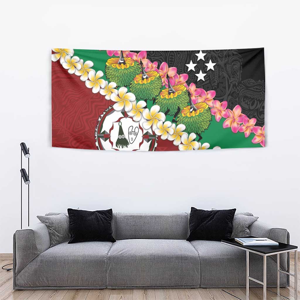 Frangipani Festival Rabaul East New Britain Tapestry Dukduk Dance With Plumeria - Polynesian Pride