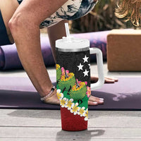 Frangipani Festival Rabaul East New Britain Tumbler With Handle Dukduk Dance With Plumeria - Polynesian Pride
