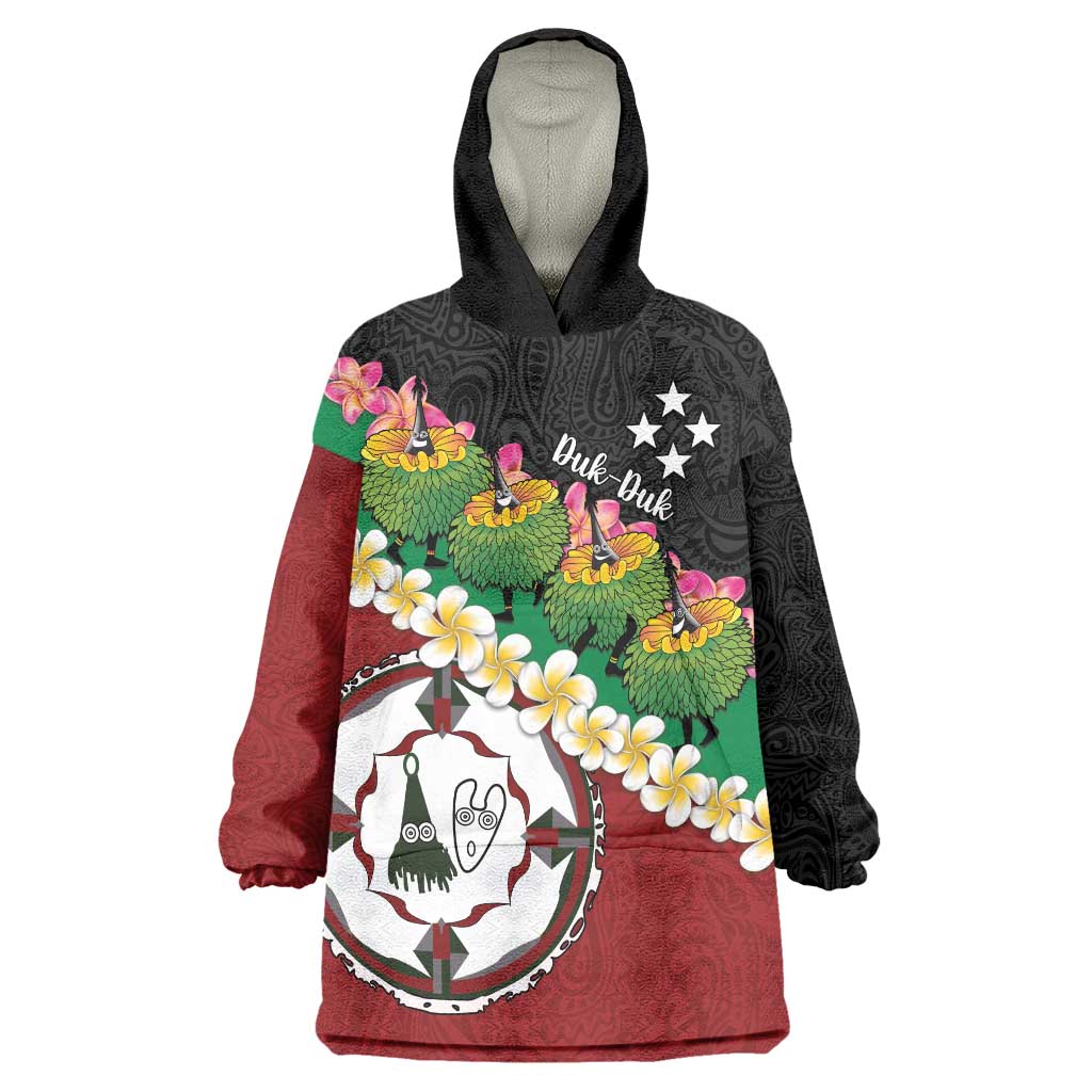 Frangipani Festival Rabaul East New Britain Wearable Blanket Hoodie Dukduk Dance With Plumeria LT14 One Size Red - Polynesian Pride