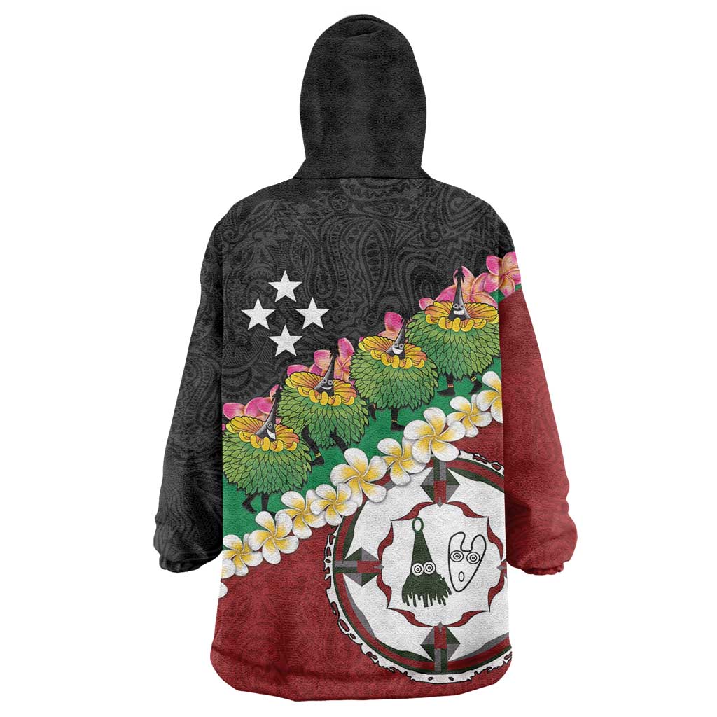 Frangipani Festival Rabaul East New Britain Wearable Blanket Hoodie Dukduk Dance With Plumeria - Polynesian Pride
