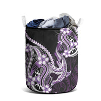 Purple Black Aloha Hawaii Laundry Basket Polynesian Shark Tattoo Plumeria