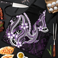 Purple Black Aloha Hawaii Apron Polynesian Shark Tattoo Plumeria