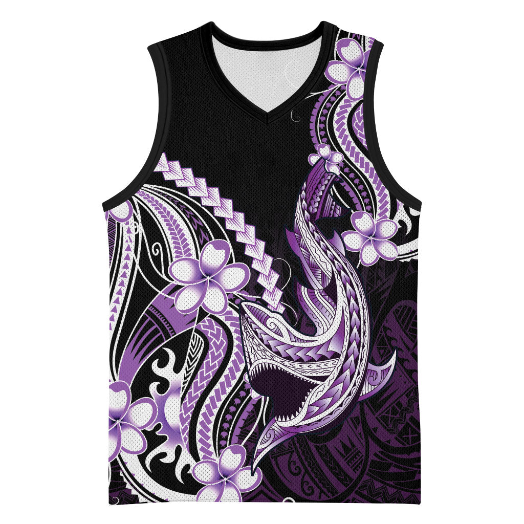 Purple Black Aloha Hawaii Basketball Jersey Polynesian Shark Tattoo Plumeria LT14 Unisex Purple - Polynesian Pride