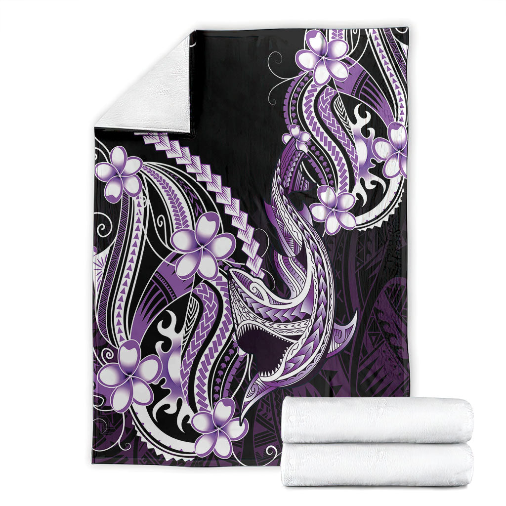 Purple Black Aloha Hawaii Blanket Polynesian Shark Tattoo Plumeria