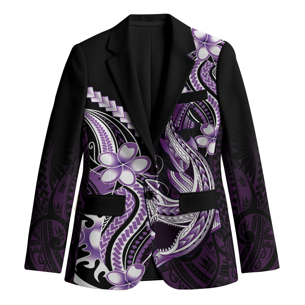 Purple Black Aloha Hawaii Blazer Polynesian Shark Tattoo Plumeria LT14 Unisex Purple - Polynesian Pride