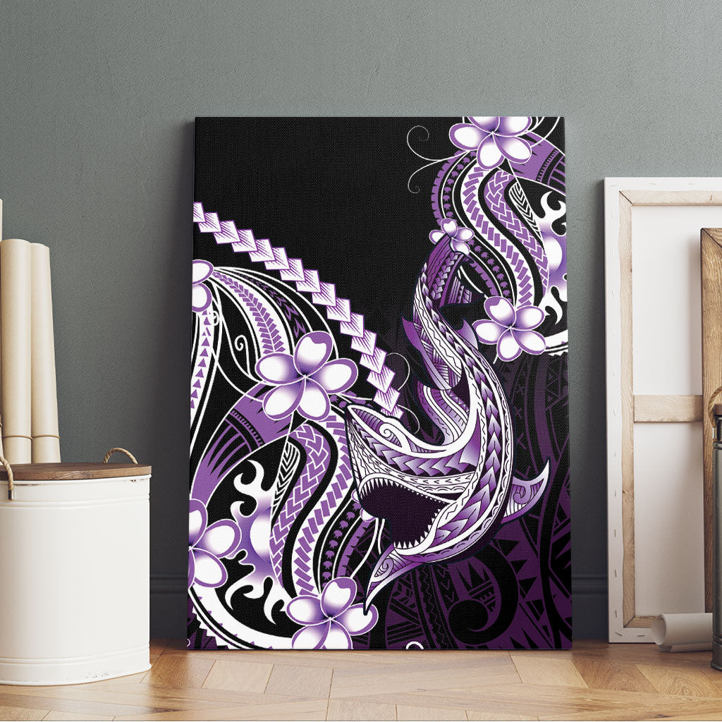 Purple Black Aloha Hawaii Canvas Wall Art Polynesian Shark Tattoo Plumeria