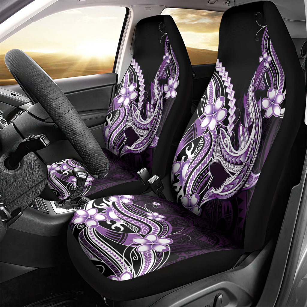 Purple Black Aloha Hawaii Car Seat Cover Polynesian Shark Tattoo Plumeria