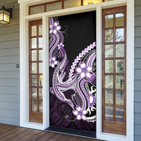 Purple Black Aloha Hawaii Door Cover Polynesian Shark Tattoo Plumeria LT14 - Polynesian Pride