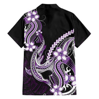 Purple Black Aloha Hawaii Family Matching Long Sleeve Bodycon Dress and Hawaiian Shirt Polynesian Shark Tattoo Plumeria
