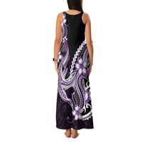 Purple Black Aloha Hawaii Family Matching Tank Maxi Dress and Hawaiian Shirt Polynesian Shark Tattoo Plumeria