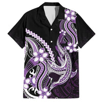 Purple Black Aloha Hawaii Hawaiian Shirt Polynesian Shark Tattoo Plumeria
