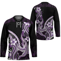 Purple Black Aloha Hawaii Hockey Jersey Polynesian Shark Tattoo Plumeria