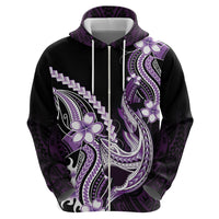 Purple Black Aloha Hawaii Hoodie Polynesian Shark Tattoo Plumeria