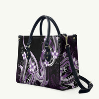 Purple Black Aloha Hawaii Leather Bag Polynesian Shark Tattoo Plumeria