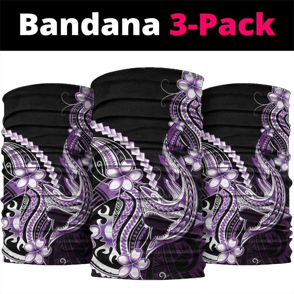 Purple Black Aloha Hawaii Neck Gaiter Polynesian Shark Tattoo Plumeria LT14 package One Size: 25*50cm Purple - Polynesian Pride