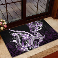 Purple Black Aloha Hawaii Rubber Doormat Polynesian Shark Tattoo Plumeria