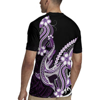 Purple Black Aloha Hawaii Rugby Jersey Polynesian Shark Tattoo Plumeria