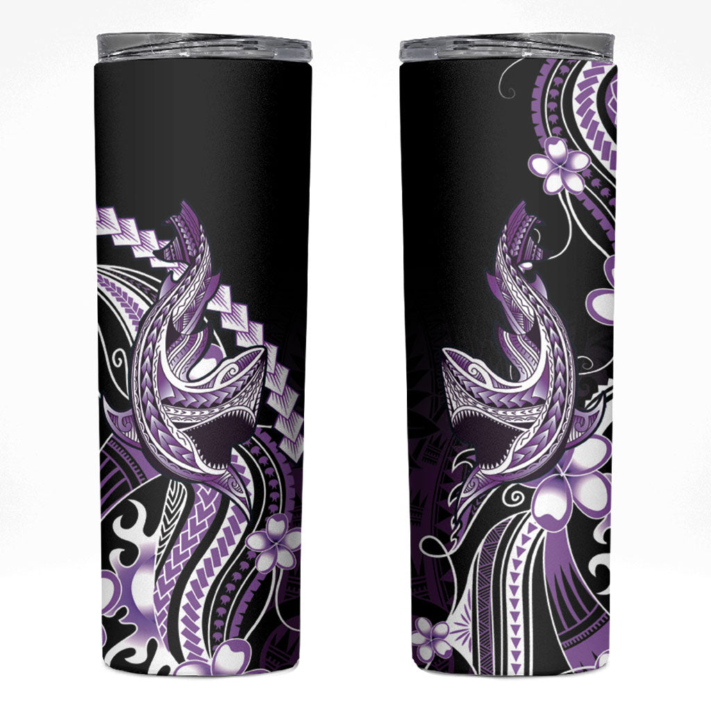 Purple Black Aloha Hawaii Skinny Tumbler Polynesian Shark Tattoo Plumeria LT14 Purple - Polynesian Pride