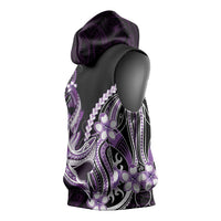 Purple Black Aloha Hawaii Sleeveless Hoodie Polynesian Shark Tattoo Plumeria