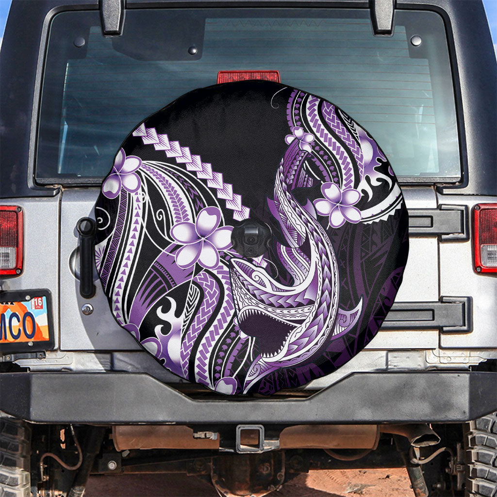 Purple Black Aloha Hawaii Spare Tire Cover Polynesian Shark Tattoo Plumeria