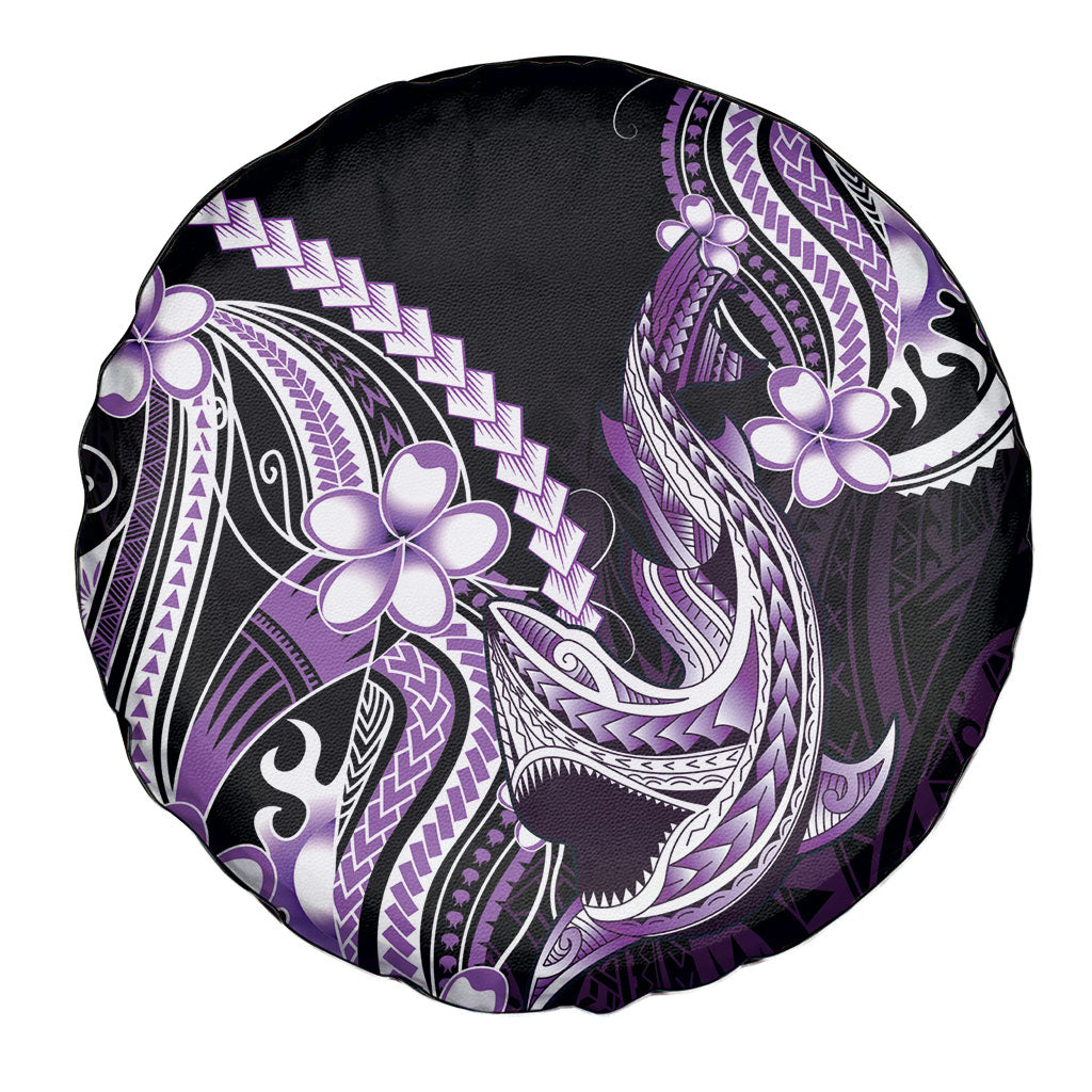 Purple Black Aloha Hawaii Spare Tire Cover Polynesian Shark Tattoo Plumeria