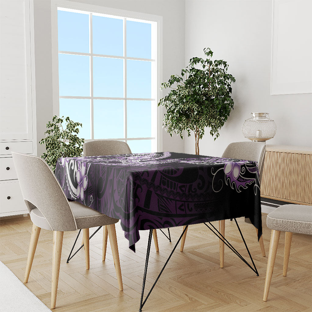 Purple Black Aloha Hawaii Tablecloth Polynesian Shark Tattoo Plumeria