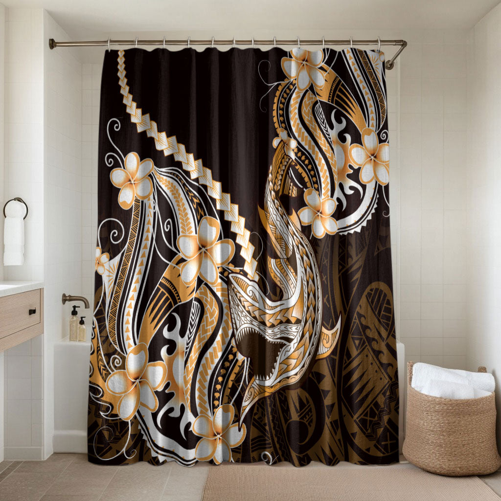Orange Black Aloha Hawaii Bathroom Set Polynesian Shark Tattoo Plumeria