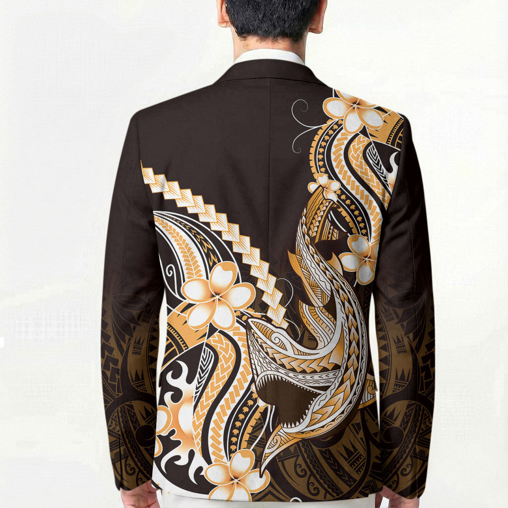 Orange Black Aloha Hawaii Blazer Polynesian Shark Tattoo Plumeria