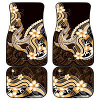 Orange Black Aloha Hawaii Car Mats Polynesian Shark Tattoo Plumeria