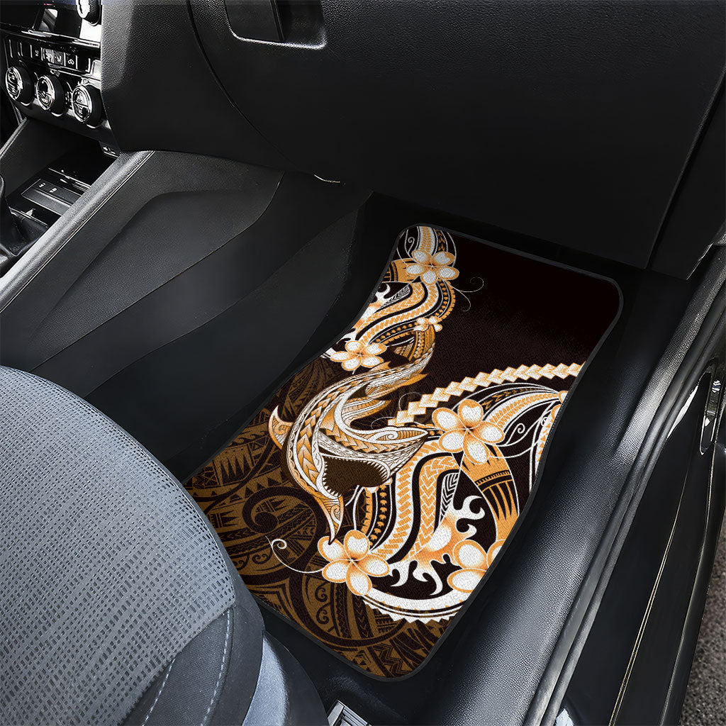 Orange Black Aloha Hawaii Car Mats Polynesian Shark Tattoo Plumeria