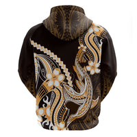 Orange Black Aloha Hawaii Hoodie Polynesian Shark Tattoo Plumeria