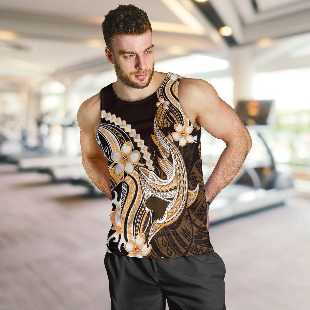 Orange Black Aloha Hawaii Men Tank Top Polynesian Shark Tattoo Plumeria LT14 Orange - Polynesian Pride