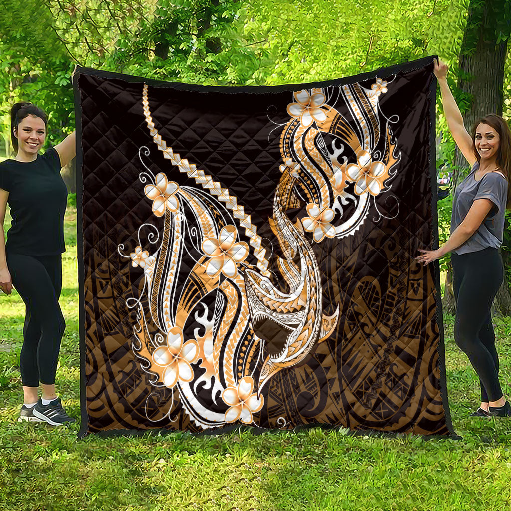 Orange Black Aloha Hawaii Quilt Polynesian Shark Tattoo Plumeria