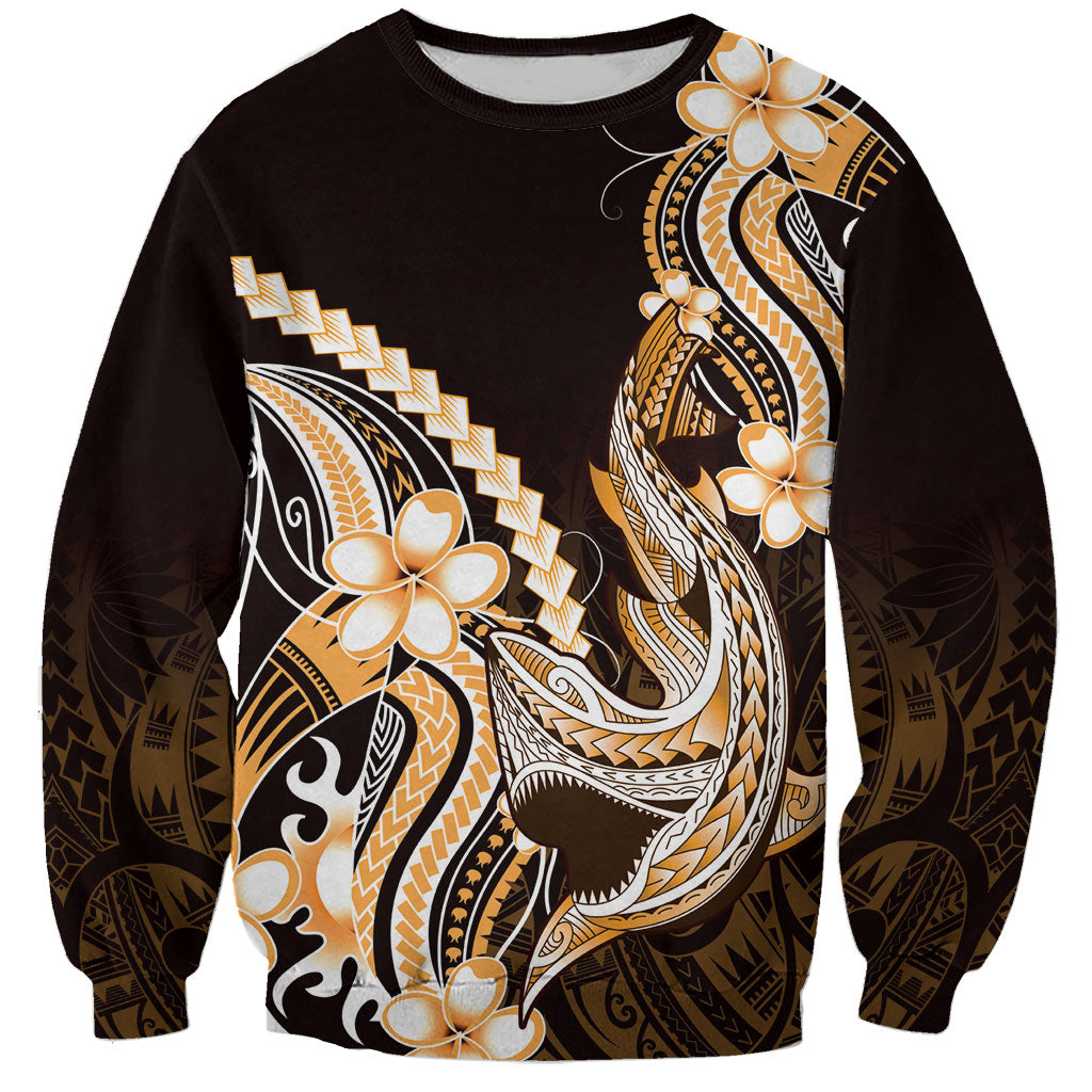 Orange Black Aloha Hawaii Sweatshirt Polynesian Shark Tattoo Plumeria LT14 Unisex Orange - Polynesian Pride
