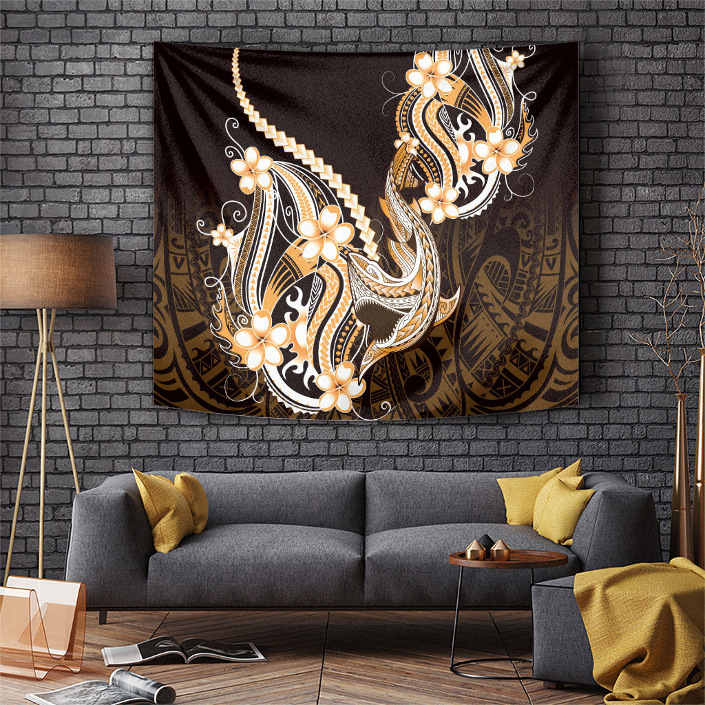 Orange Black Aloha Hawaii Tapestry Polynesian Shark Tattoo Plumeria LT14 Orange - Polynesian Pride
