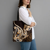 Orange Black Aloha Hawaii Tote Bag Polynesian Shark Tattoo Plumeria