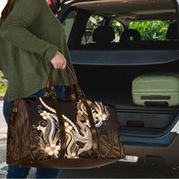 Orange Black Aloha Hawaii Travel Bag Polynesian Shark Tattoo Plumeria