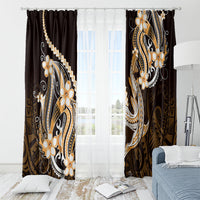 Orange Black Aloha Hawaii Window Curtain Polynesian Shark Tattoo Plumeria