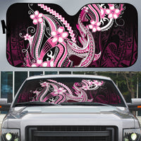 Pink Black Aloha Hawaii Auto Sun Shade Polynesian Shark Tattoo Plumeria