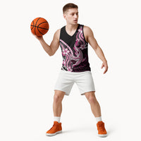 Pink Black Aloha Hawaii Basketball Jersey Polynesian Shark Tattoo Plumeria