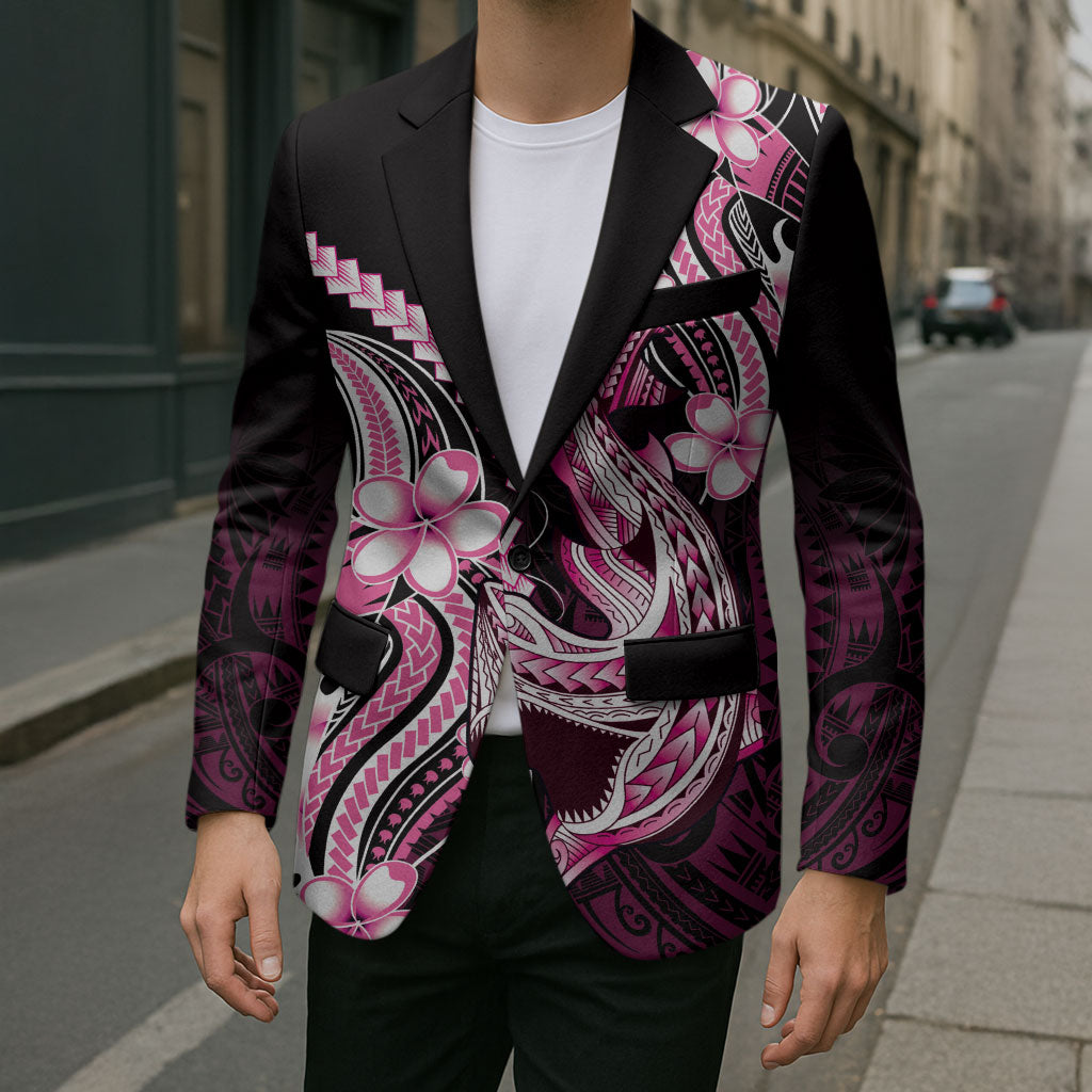 Pink Black Aloha Hawaii Blazer Polynesian Shark Tattoo Plumeria