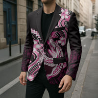 Pink Black Aloha Hawaii Blazer Polynesian Shark Tattoo Plumeria