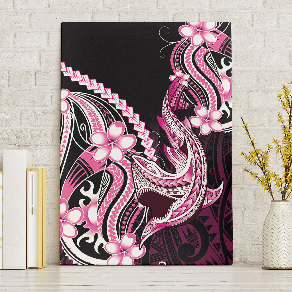 Pink Black Aloha Hawaii Canvas Wall Art Polynesian Shark Tattoo Plumeria
