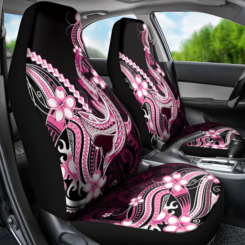 Pink Black Aloha Hawaii Car Seat Cover Polynesian Shark Tattoo Plumeria
