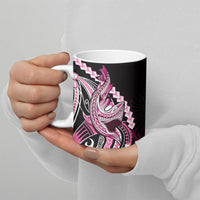 Pink Black Aloha Hawaii Ceramic Mug Polynesian Shark Tattoo Plumeria