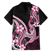 Pink Black Aloha Hawaii Family Matching Tank Maxi Dress and Hawaiian Shirt Polynesian Shark Tattoo Plumeria